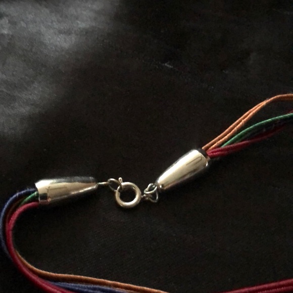 Hammered Silver and Colorful Bib Necklace - Picture 6 of 6